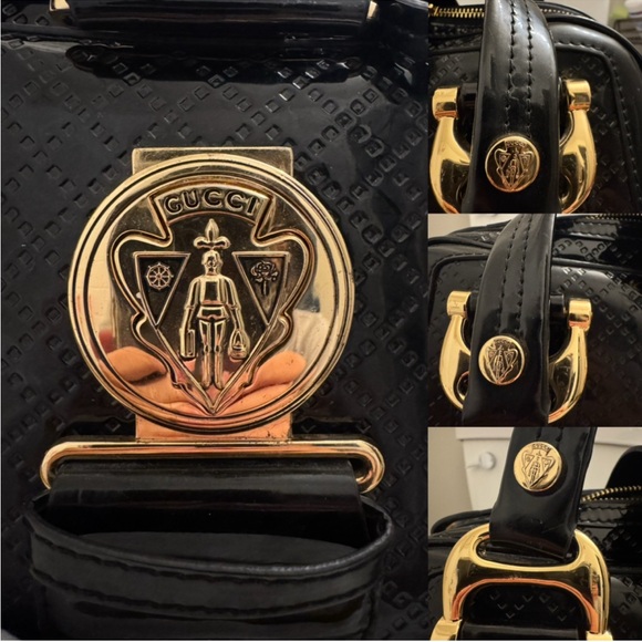 Gucci Babouska studded Black Patent Leather Shoulder Bag - Picture 2 of 16